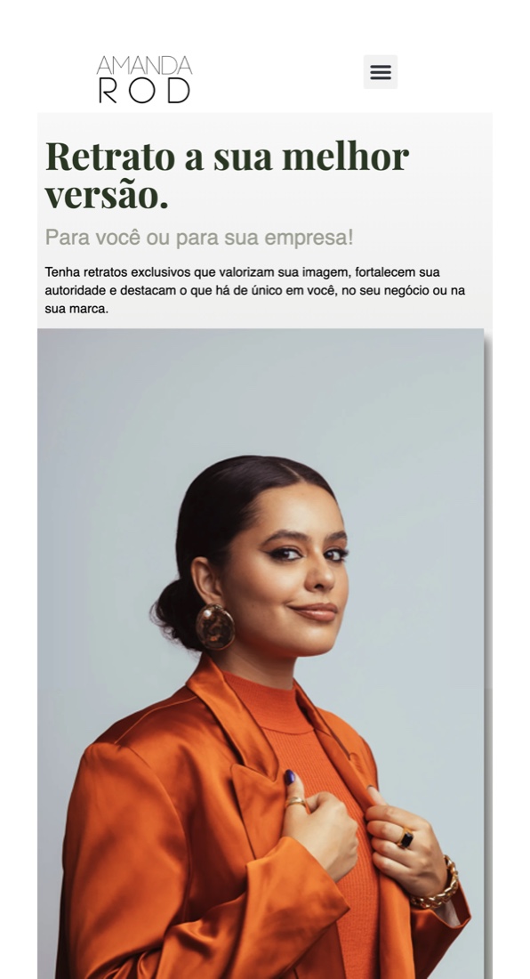 Site da fotógrafa Amanda Rod no celular
