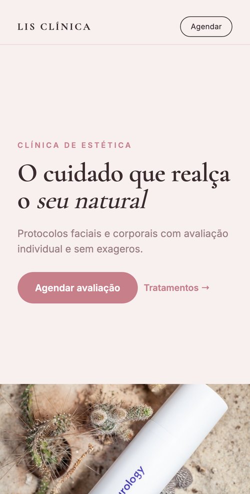 Site de clínica de estética Lis no celular