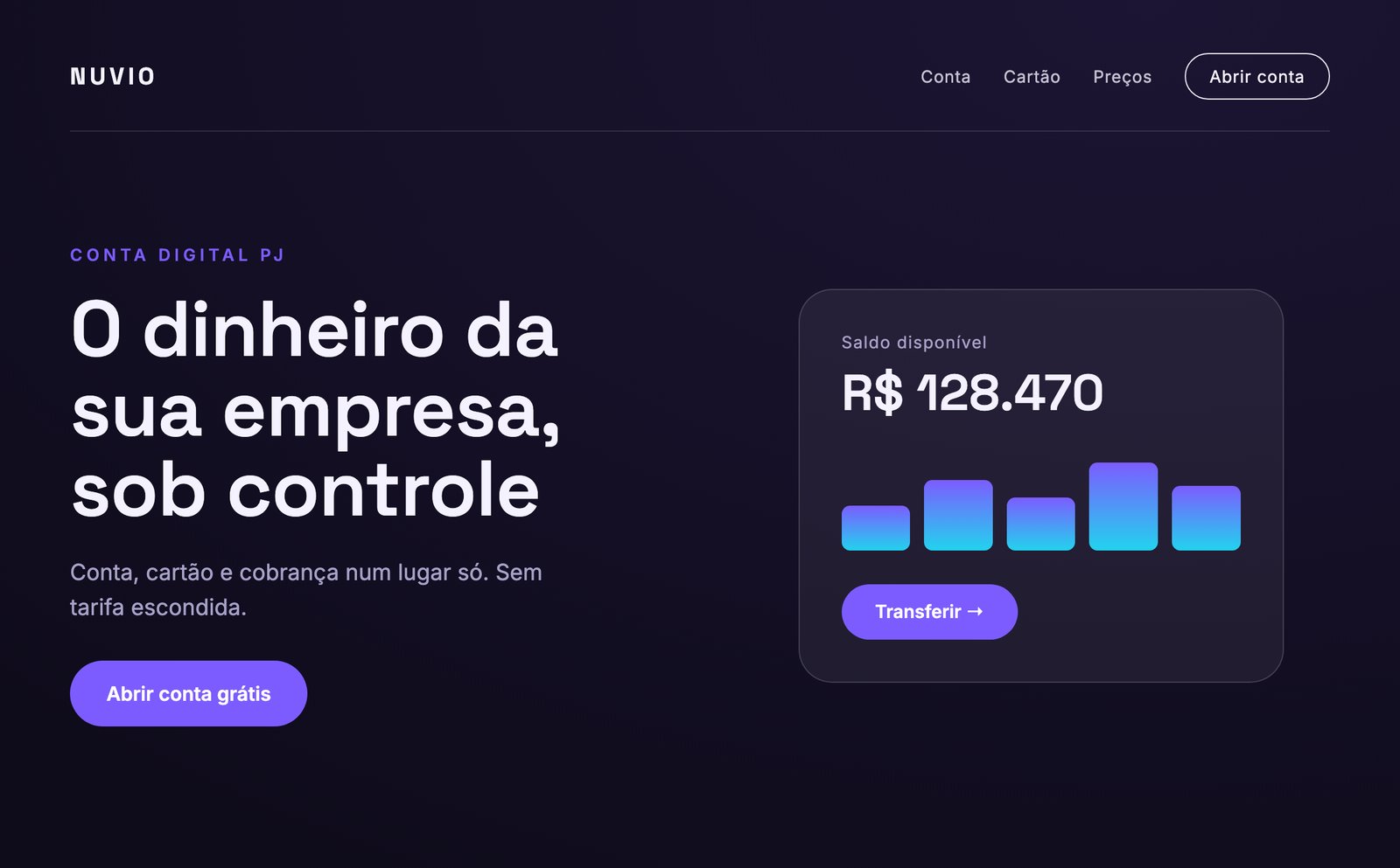 Site de fintech Nuvio