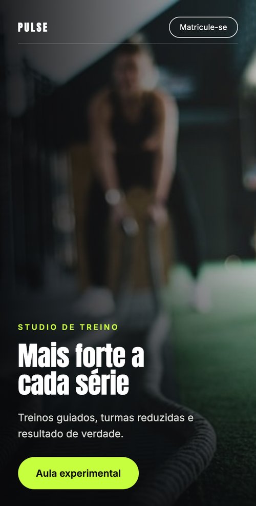 Site de academia PULSE no celular