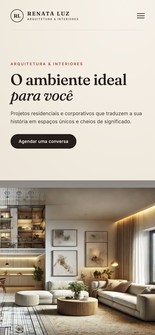 Site da arquiteta Renata Luz no celular